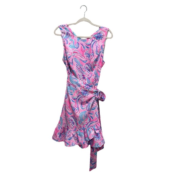 Lilly Pulitzer Joselyn Faux Wrap Dress Prosecco Pink Don’t Be Jelly Resort Sz 12 - Picture 2 of 15